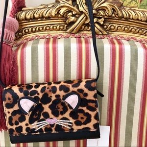 NWT Kate Spade Leopard Kitty Crossbody Bag